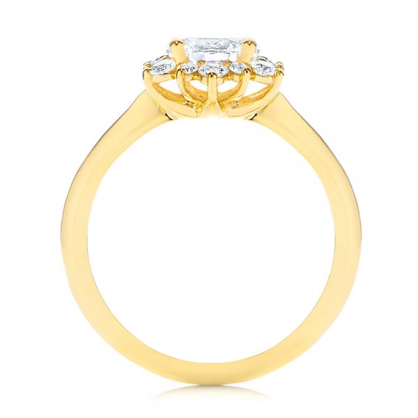 18k Yellow Gold Starburst Cluster Halo Diamond Engagement Ring - Front View -  105908 - Thumbnail