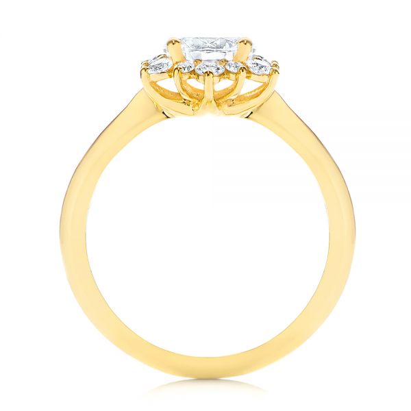 18k Yellow Gold Starburst Cluster Halo Diamond Engagement Ring - Front View -  105908 - Thumbnail