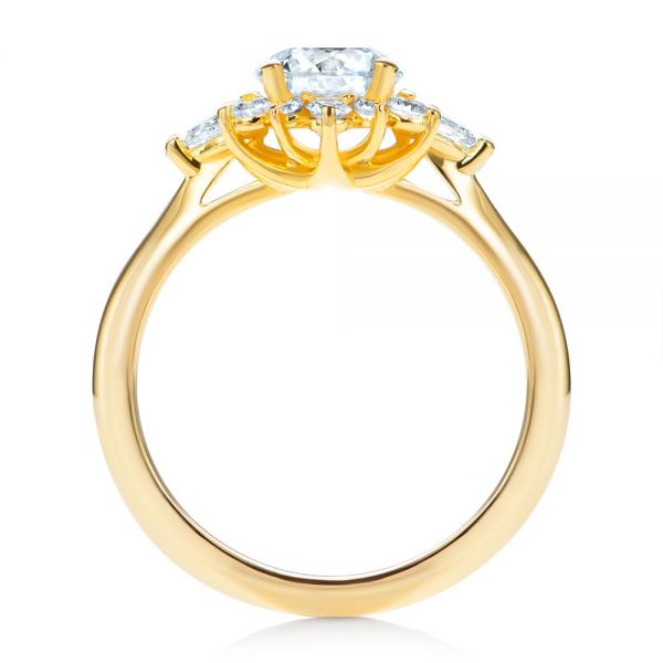 14k Yellow Gold 14k Yellow Gold Starburst Cluster Halo Diamond Engagement Ring - Front View -  107131