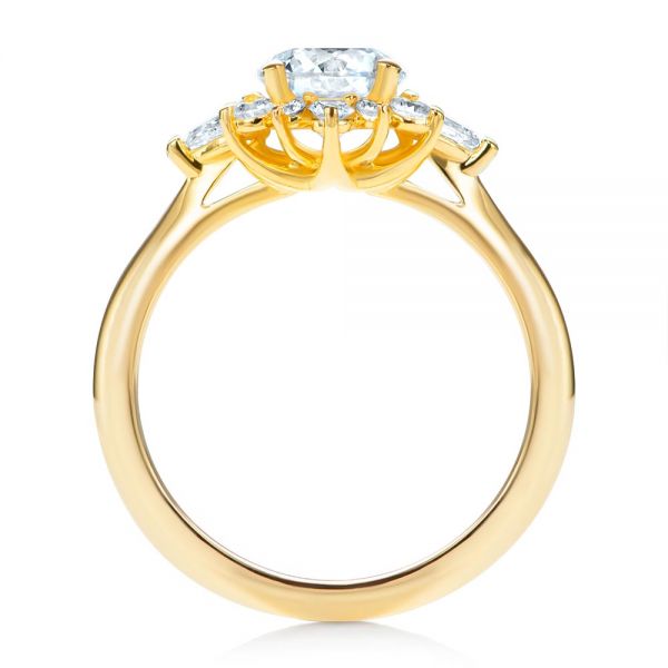 18k Yellow Gold 18k Yellow Gold Starburst Cluster Halo Diamond Engagement Ring - Front View -  107131