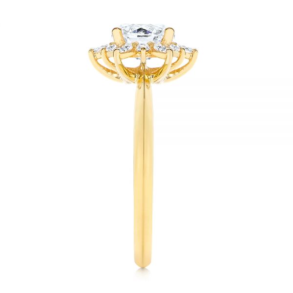 14k Yellow Gold 14k Yellow Gold Starburst Cluster Halo Diamond Engagement Ring - Side View -  105908 - Thumbnail