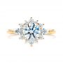 14k Yellow Gold 14k Yellow Gold Starburst Cluster Halo Diamond Engagement Ring - Top View -  107131 - Thumbnail