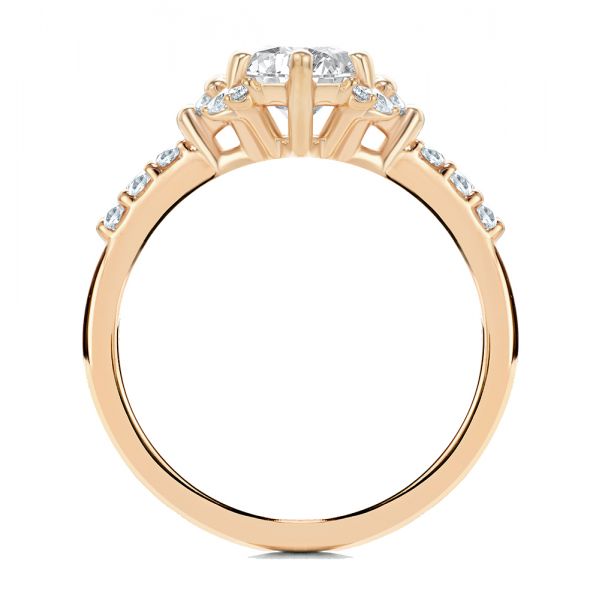 18k Rose Gold 18k Rose Gold Starburst Oval Diamond Engagement Ring - Front View - 107678