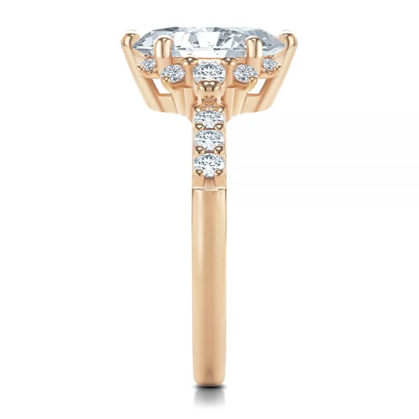 18k Rose Gold 18k Rose Gold Starburst Oval Diamond Engagement Ring - Side View - 107678