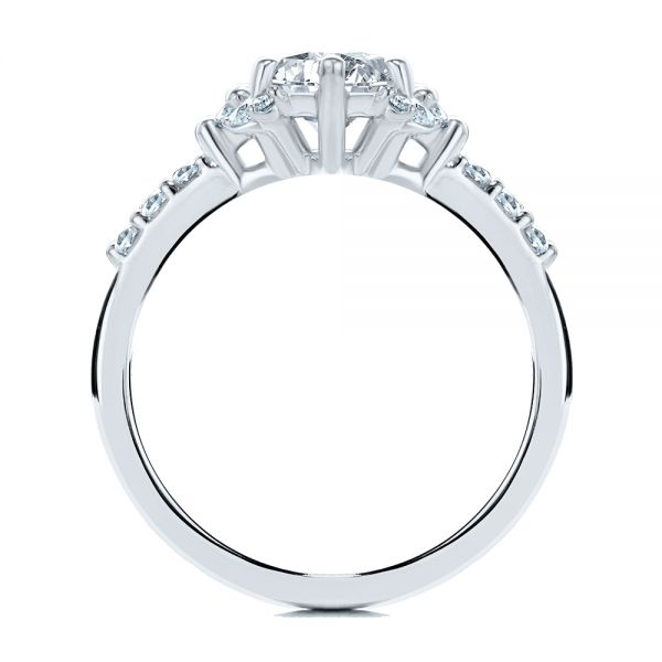18k White Gold 18k White Gold Starburst Oval Diamond Engagement Ring - Front View - 107678