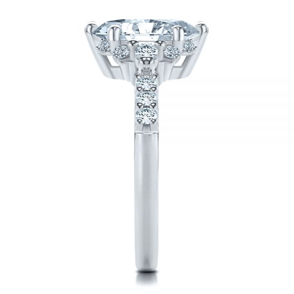 18k White Gold 18k White Gold Starburst Oval Diamond Engagement Ring - Side View - 107678