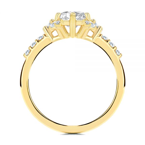 14k Yellow Gold Starburst Oval Diamond Engagement Ring - Front View - 107678