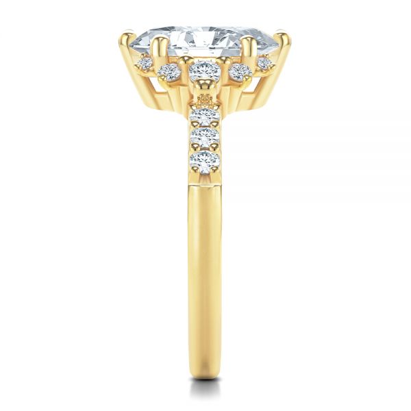 14k Yellow Gold Starburst Oval Diamond Engagement Ring - Side View - 107678