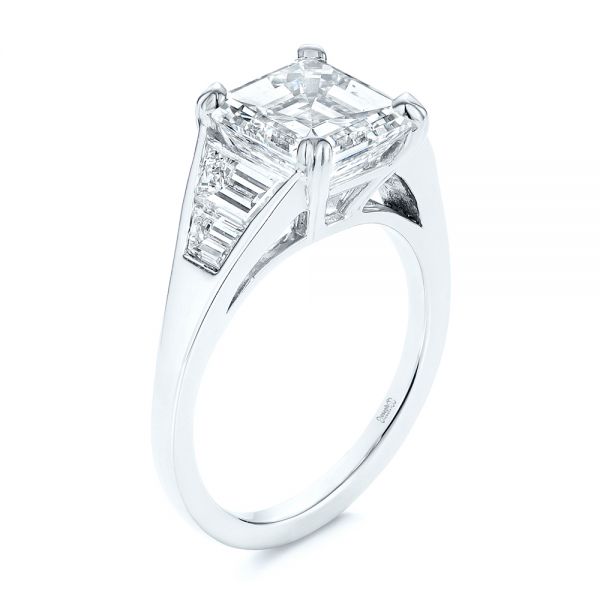  Platinum Step Cut Diamond Engagement Ring - Three-Quarter View -  105849