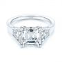  Platinum Step Cut Diamond Engagement Ring - Flat View -  105849 - Thumbnail