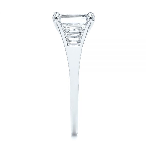  Platinum Step Cut Diamond Engagement Ring - Side View -  105849