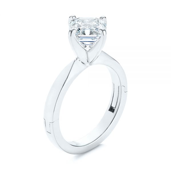 14k White Gold Super-fit Solitaire Asscher Diamond Engagement Ring - Three-Quarter View -  105863