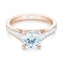 14k Rose Gold 14k Rose Gold Tapered Baguettes Diamond Engagement Ring - Flat View -  103093 - Thumbnail