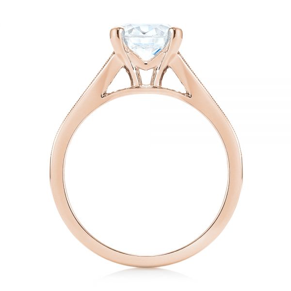 18k Rose Gold 18k Rose Gold Tapered Baguettes Diamond Engagement Ring - Front View -  103093