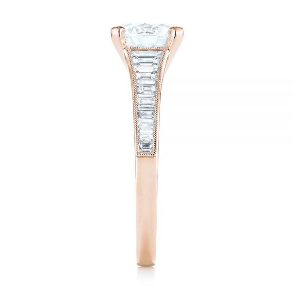 14k Rose Gold 14k Rose Gold Tapered Baguettes Diamond Engagement Ring - Side View - 103093