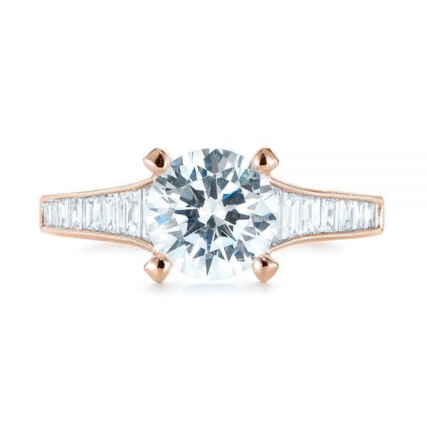 14k Rose Gold 14k Rose Gold Tapered Baguettes Diamond Engagement Ring - Top View - 103093