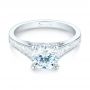 14k White Gold 14k White Gold Tapered Baguettes Diamond Engagement Ring - Flat View -  103093 - Thumbnail