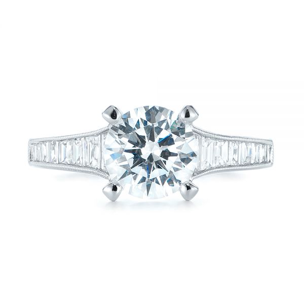  Platinum Platinum Tapered Baguettes Diamond Engagement Ring - Top View -  103093