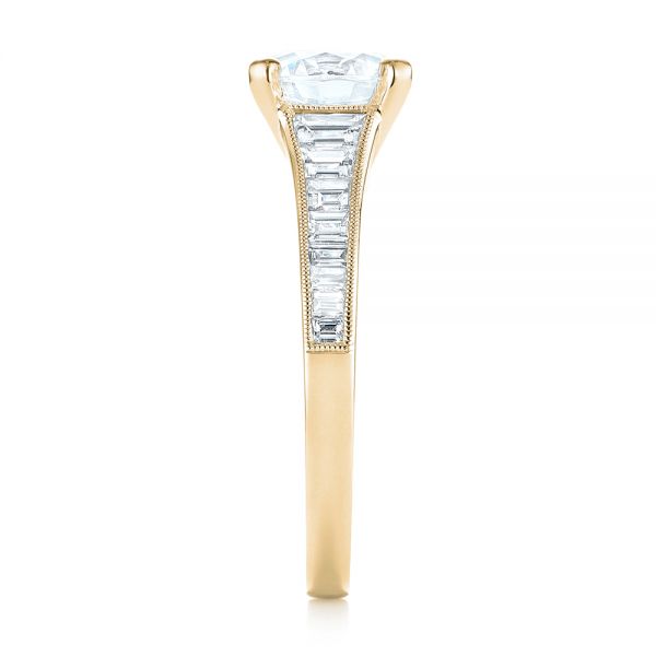 14k Yellow Gold 14k Yellow Gold Tapered Baguettes Diamond Engagement Ring - Side View -  103093