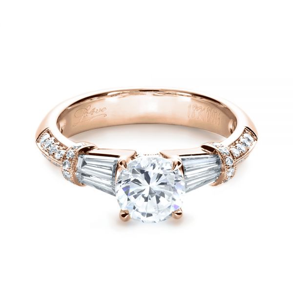 14k Rose Gold 14k Rose Gold Tapered Diamond Engagement Ring - Flat View - 1146