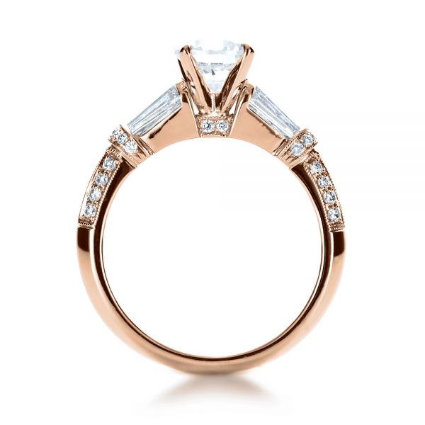 18k Rose Gold 18k Rose Gold Tapered Diamond Engagement Ring - Front View -  1146