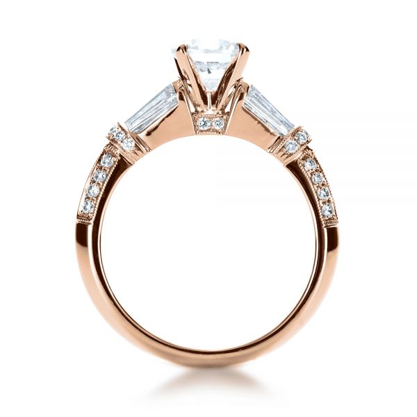 14k Rose Gold 14k Rose Gold Tapered Diamond Engagement Ring - Front View - 1146