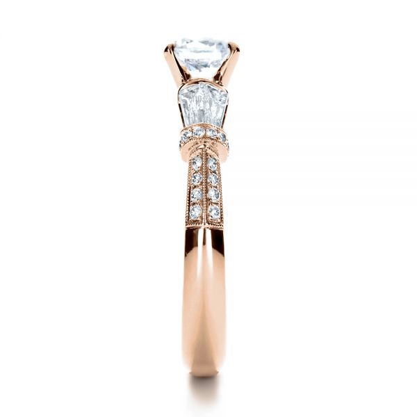18k Rose Gold 18k Rose Gold Tapered Diamond Engagement Ring - Side View -  1146