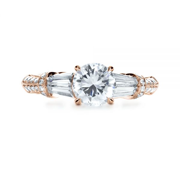14k Rose Gold 14k Rose Gold Tapered Diamond Engagement Ring - Top View - 1146