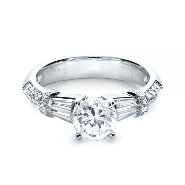 14k White Gold 14k White Gold Tapered Diamond Engagement Ring - Flat View -  1146