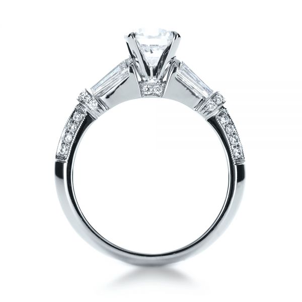 14k White Gold 14k White Gold Tapered Diamond Engagement Ring - Front View -  1146
