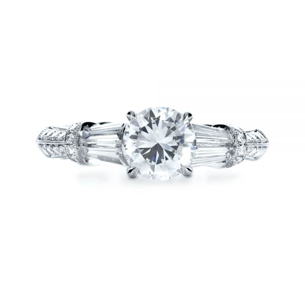 18k White Gold Tapered Diamond Engagement Ring - Top View -  1146