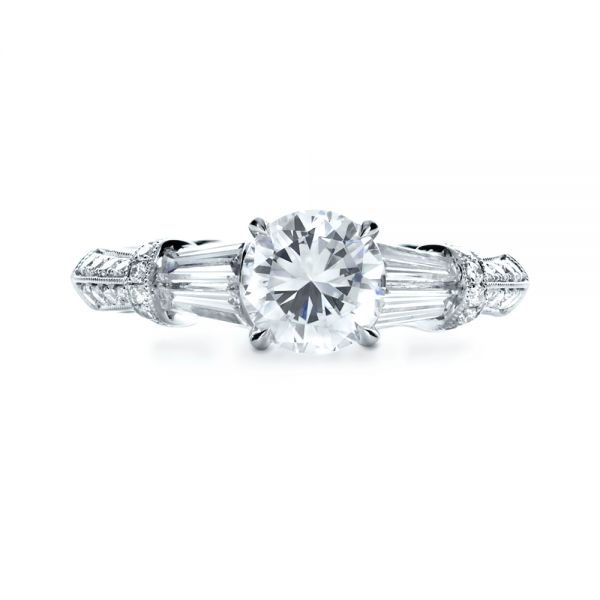 18k White Gold Tapered Diamond Engagement Ring - Top View - 1146