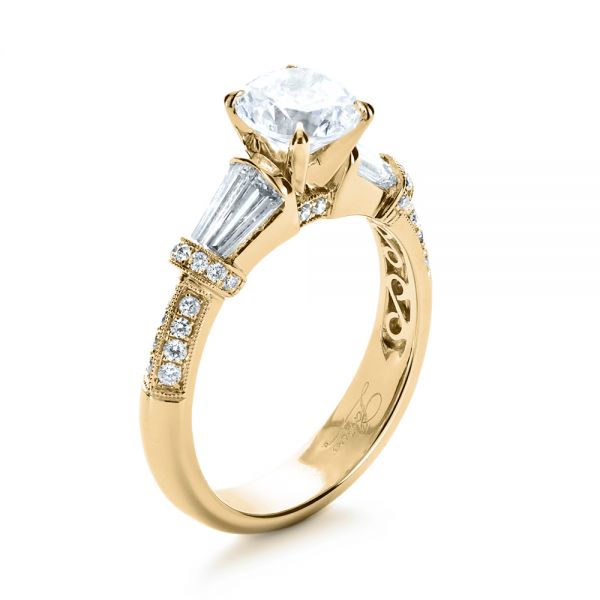 14k Yellow Gold 14k Yellow Gold Tapered Diamond Engagement Ring - Three-Quarter View -  1146