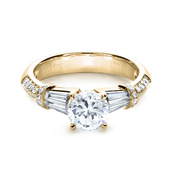 14k Yellow Gold 14k Yellow Gold Tapered Diamond Engagement Ring - Flat View - 1146