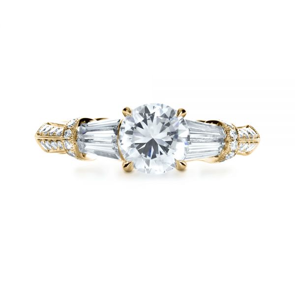 14k Yellow Gold 14k Yellow Gold Tapered Diamond Engagement Ring - Top View - 1146
