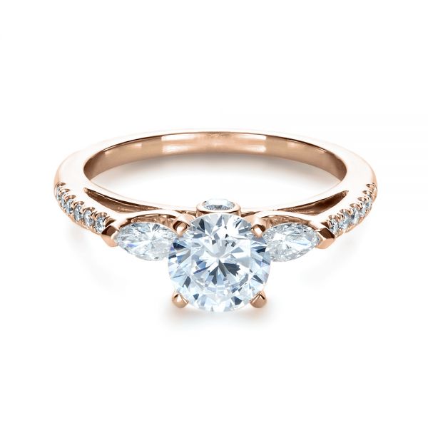 18k Rose Gold 18k Rose Gold Tension Set Diamond Engagement Ring - Flat View -  1272