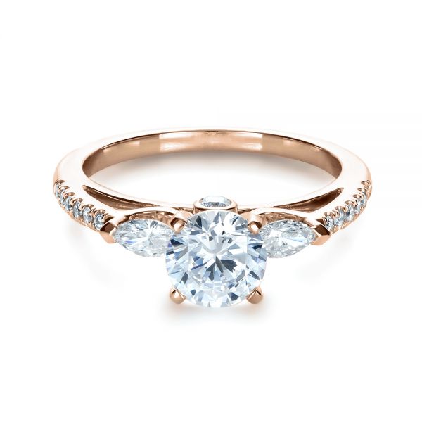 18k Rose Gold 18k Rose Gold Tension Set Diamond Engagement Ring - Flat View - 1272