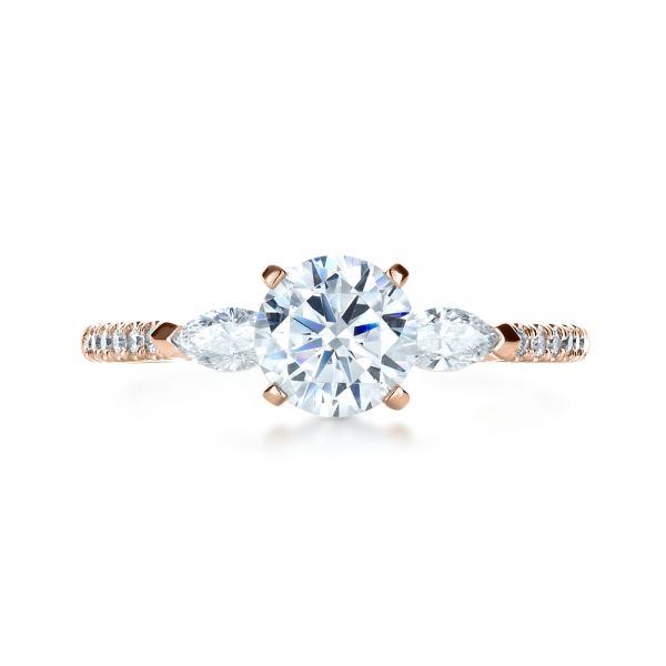 14k Rose Gold 14k Rose Gold Tension Set Diamond Engagement Ring - Top View -  1272