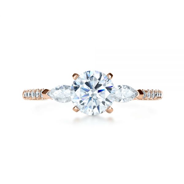 18k Rose Gold 18k Rose Gold Tension Set Diamond Engagement Ring - Top View - 1272