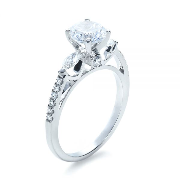 14k White Gold 14k White Gold Tension Set Diamond Engagement Ring - Three-Quarter View -  1272