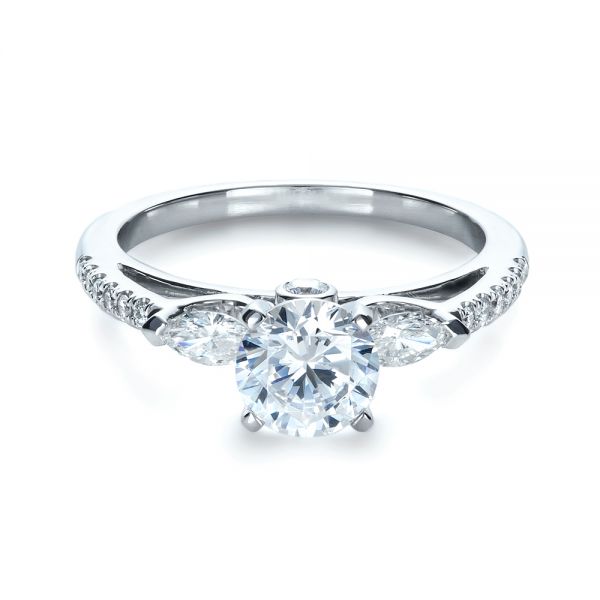 18k White Gold Tension Set Diamond Engagement Ring - Flat View -  1272