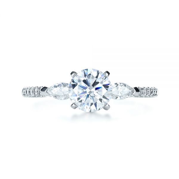 18k White Gold Tension Set Diamond Engagement Ring - Top View -  1272