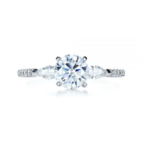 14k White Gold 14k White Gold Tension Set Diamond Engagement Ring - Top View -  1272