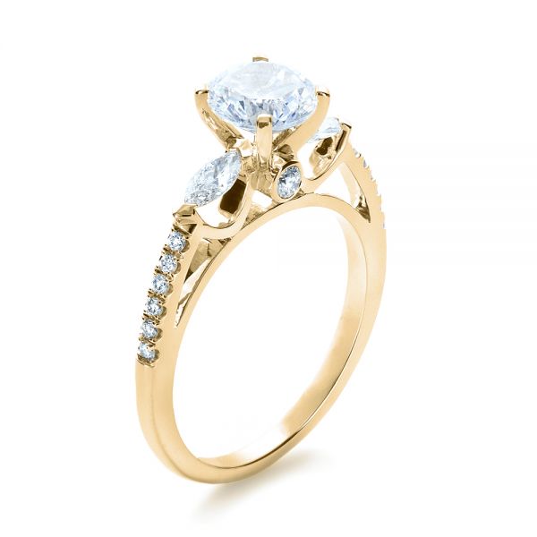 18k Yellow Gold 18k Yellow Gold Tension Set Diamond Engagement Ring - Three-Quarter View -  1272