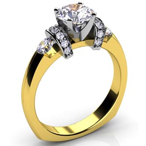 14K Gold Tension Set Diamond Engagement Ring - Flat View - 201