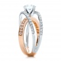  18K Gold Three-band Pink And White Diamond Engagement Ring - Side View -  101954 - Thumbnail
