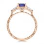 18k Rose Gold 18k Rose Gold Three Stone Alexandrite And Pear Diamond Engagement Ring - Front View -  105844 - Thumbnail