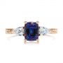 18k Rose Gold 18k Rose Gold Three Stone Alexandrite And Pear Diamond Engagement Ring - Top View -  105844 - Thumbnail