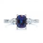  Platinum Three Stone Alexandrite And Pear Diamond Engagement Ring - Top View -  105844 - Thumbnail