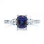 18k White Gold 18k White Gold Three Stone Alexandrite And Pear Diamond Engagement Ring - Top View -  105844 - Thumbnail